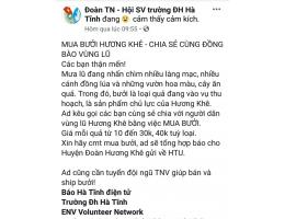 Cán bộ, giảng viên và HSSV chung tay “giải cứu” bưởi cho người dân vùng lũ Hương Khê